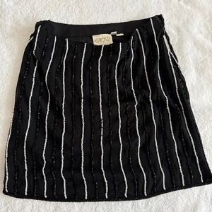 vintage 80s silk cache back and white beaded skirt